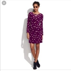 Madewell purple ink brush silk dress, size 4